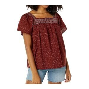 Madewell Square-Neck Smocked Top in Dotted Vines, Women's Size S